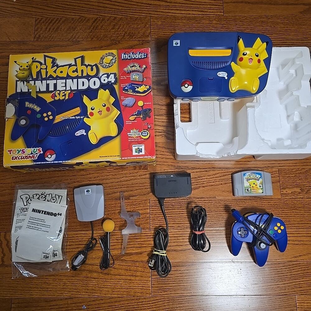 Pikachu Nintendo 64 Pokémon Console Special Edition Toys “R“ Us Complete Manual